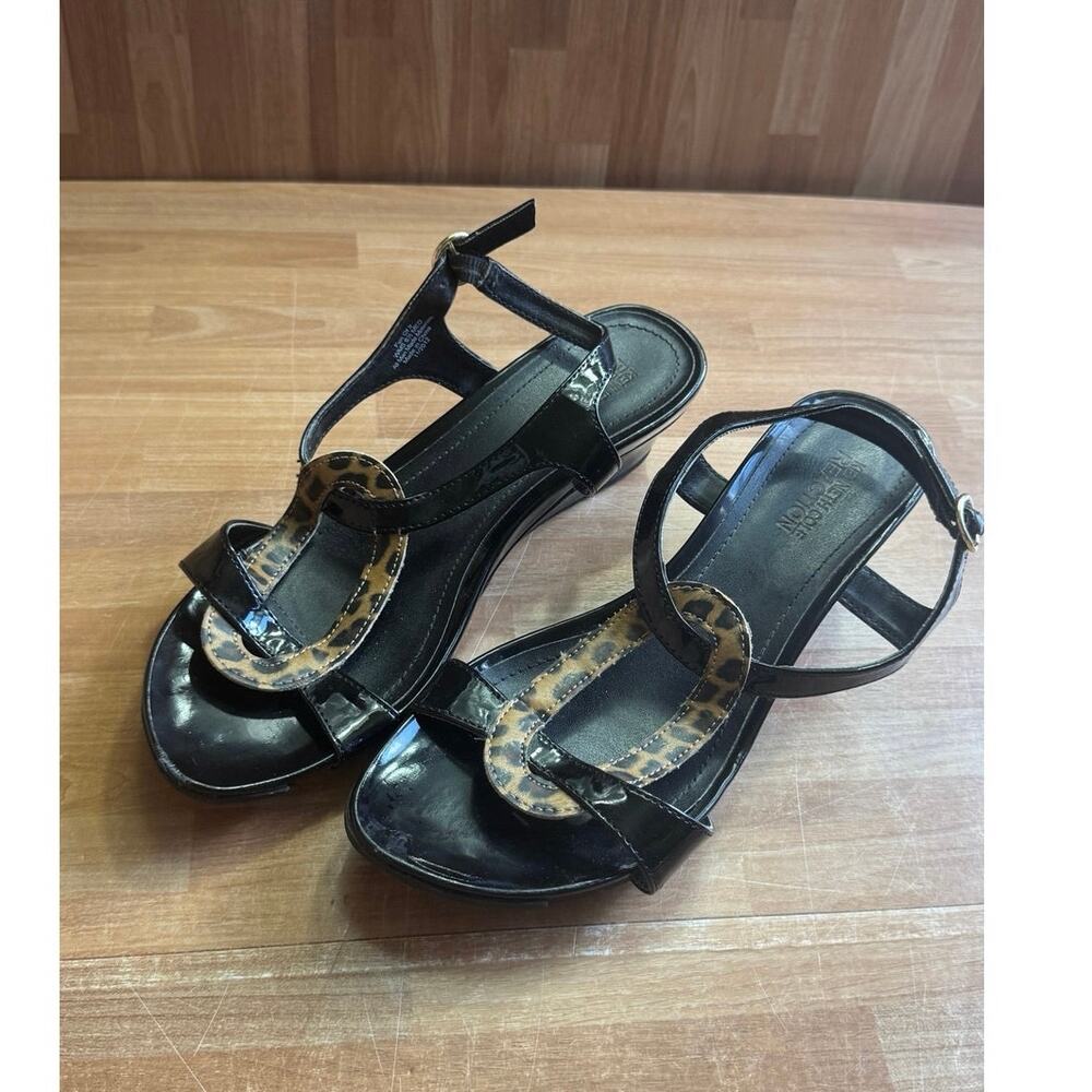 Kenneth Cole Reaction black strappy wedge sandals size 6.5
